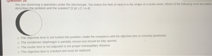 Solved Question lo You are observing a specimen under the | Chegg.com