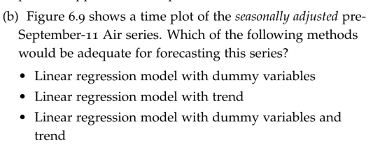 Solved (b) Figure 6.9 shows a time plot of the seasonally | Chegg.com