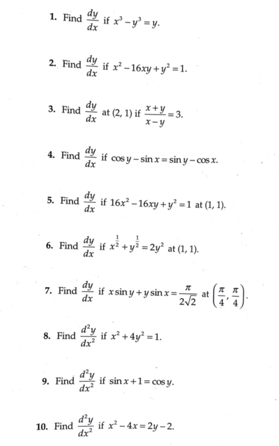 if x 2 y 2 4xy find dy dx at 2 1