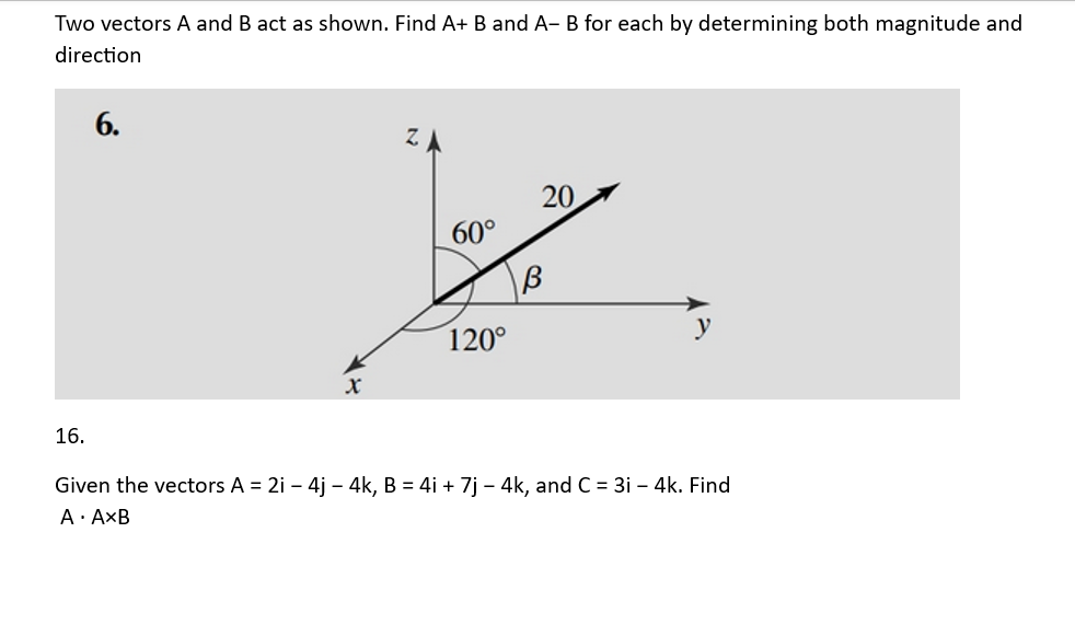 Solved Two Vectors A And B Act As Shown. Find A+B And A−B | Chegg.com