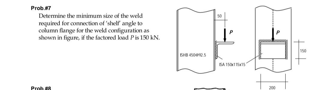 Solved 50 Prob.#7 Determine the minimum size of the weld | Chegg.com