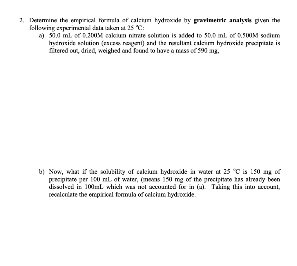 Solved 2. Determine the empirical formula of calcium