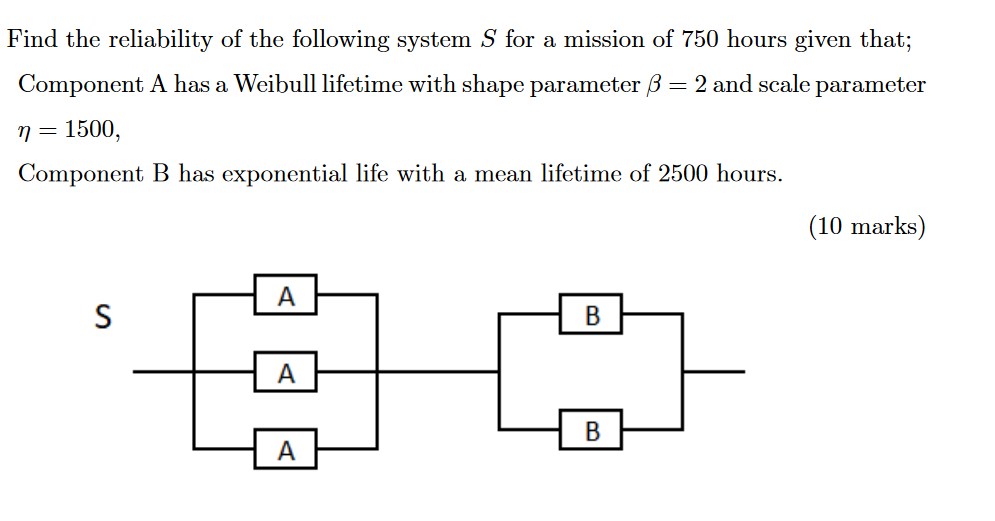 Solved Find the reliability of the following system S for a | Chegg.com