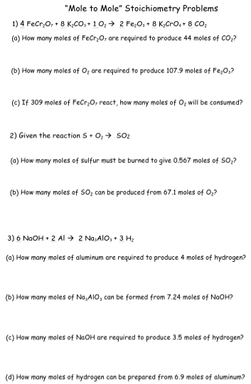 stoichiometry problems