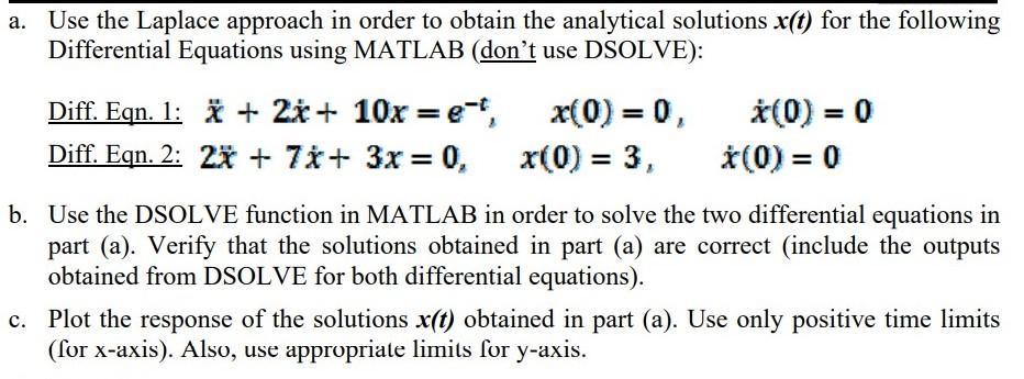 a. Use the Laplace approach in order to obtain the | Chegg.com