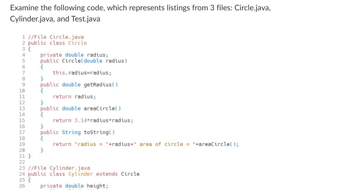 Solved Examine the following code, which represents listings | Chegg.com