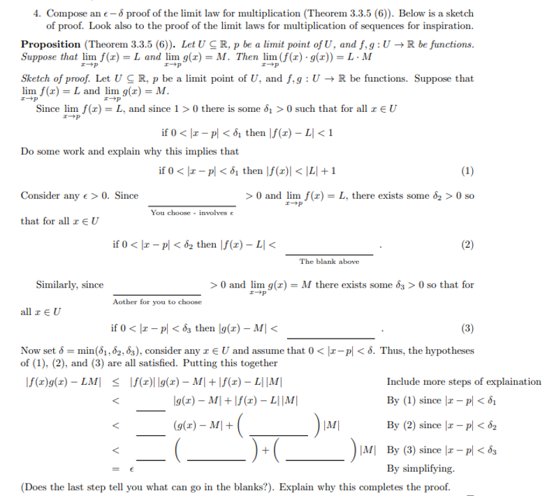 Solved 1 P Ip 4 Compose An E 8 Proof Of The Limit Law Fo Chegg Com