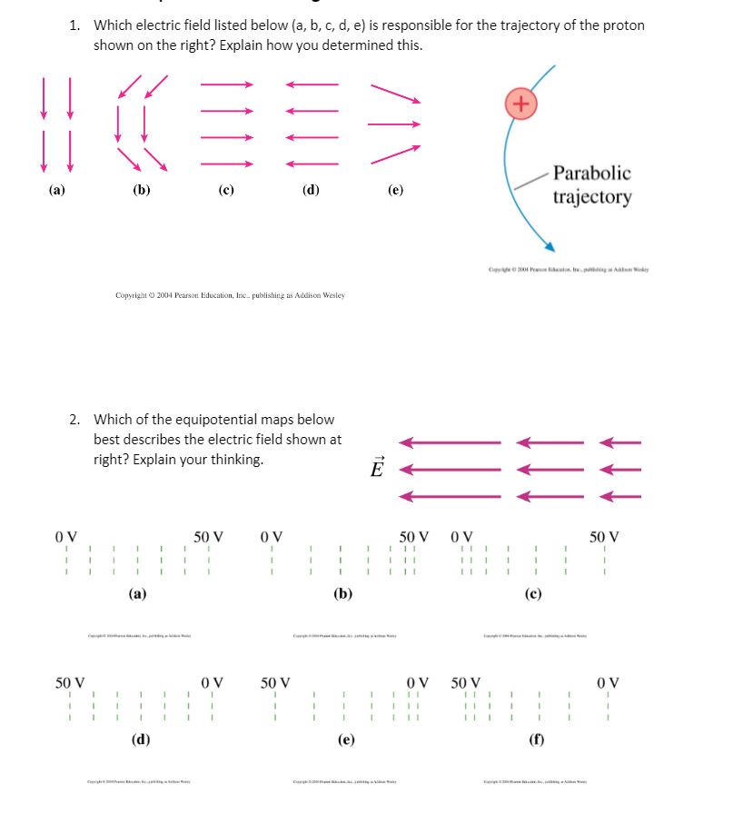 Solved 1. Which Electric Field Listed Below (a, B, C, D, E) | Chegg.com