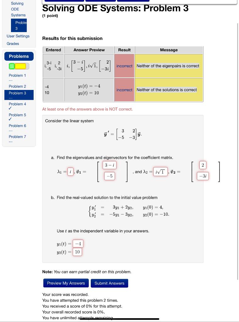 Solved Solving ODE Systems Solving ODE Systems: Problem 1 (1 | Chegg.com