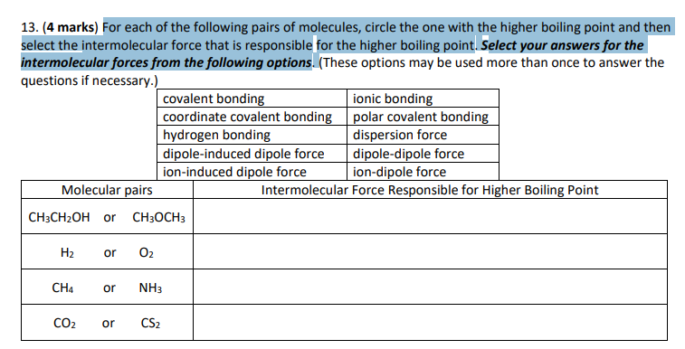Solved 13. (4 marks) For each of the following pairs of | Chegg.com