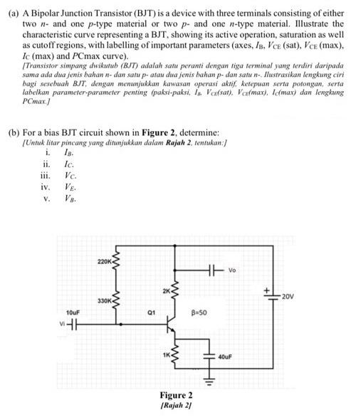 Solved (a) A Bipolar Junction Transistor (BJT) is a device | Chegg.com