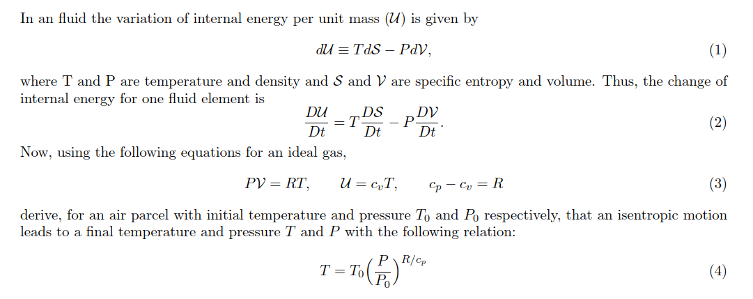 Solved In An Fluid The Variation Of Internal Energy Per Unit 