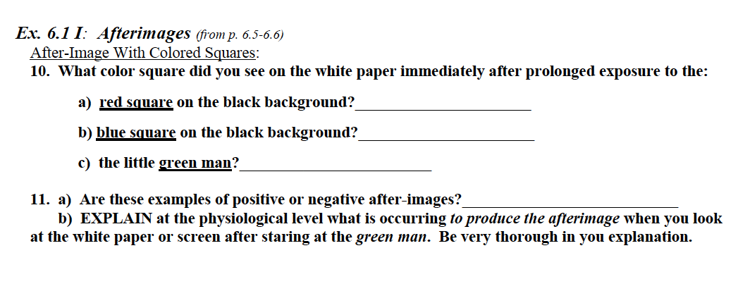 Ex. 6.1 1: Afterimages (from p. 6.5-6.6) After-Image | Chegg.com