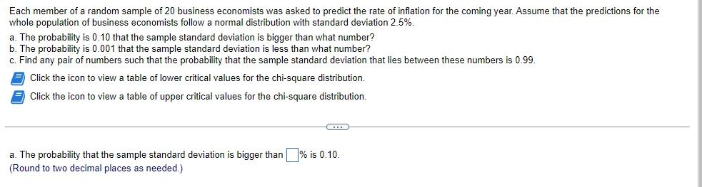 Solved Each member of a random sample of 20 business | Chegg.com