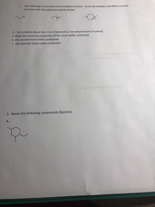 Solved 1. The following 3 structures have mistakes in them. | Chegg.com