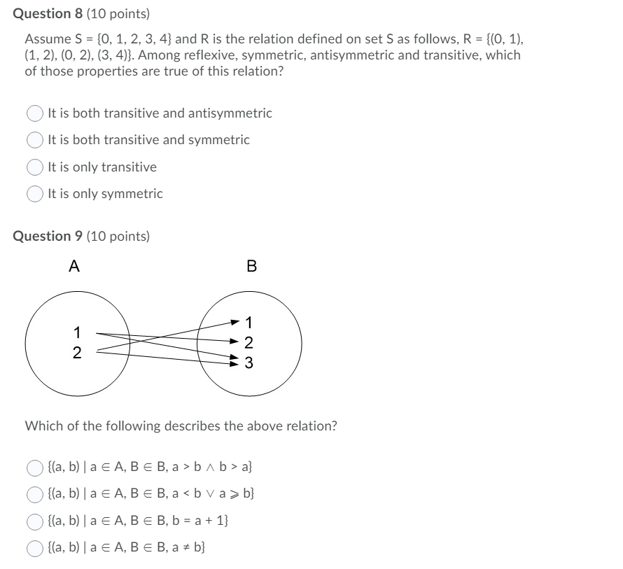 Solved Question 8 (10 points) Assume S = {0, 1, 2, 3, 4} and | Chegg.com