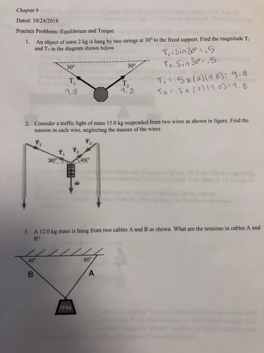 Solved Chapter 9 Dated: 10/24/2018 Practice Problems: | Chegg.com