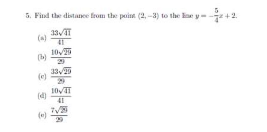 Solved 5 Find The Distance From The Point 2 3 To The Chegg Com   Php1hFzmT