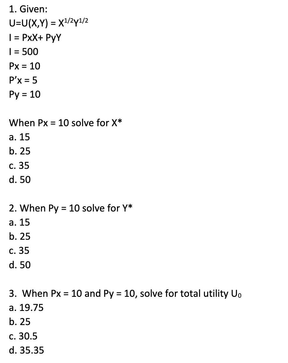 Solved 1 Given U U X Y X1 2y1 2 Pxx Pyy 500 Chegg Com