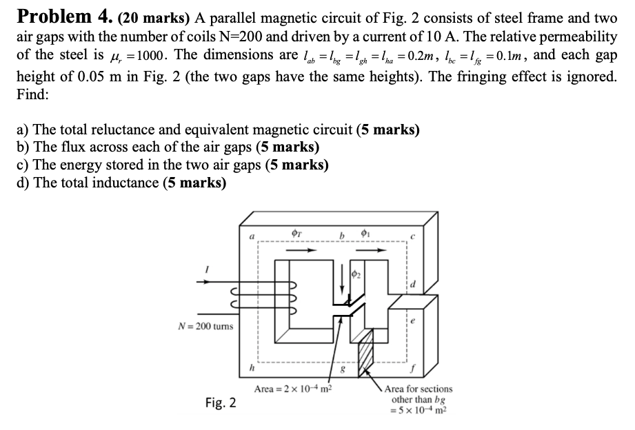 Solved A parallel magnetic circuit of Fig. 2 consists of | Chegg.com