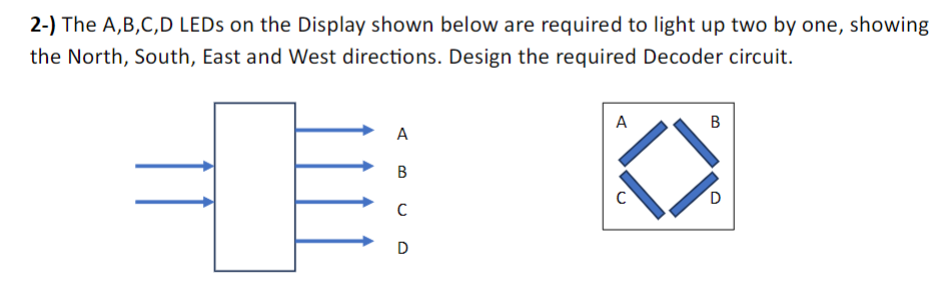 Solved The A,B,C,D LEDs on the Display shown below are | Chegg.com