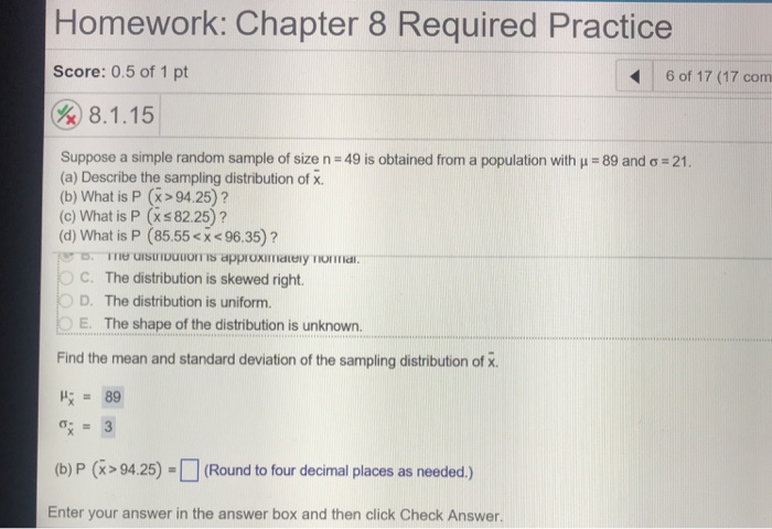 Solved Homework: Chapter 8 Required Practice Score: 0.5 of 1 | Chegg.com