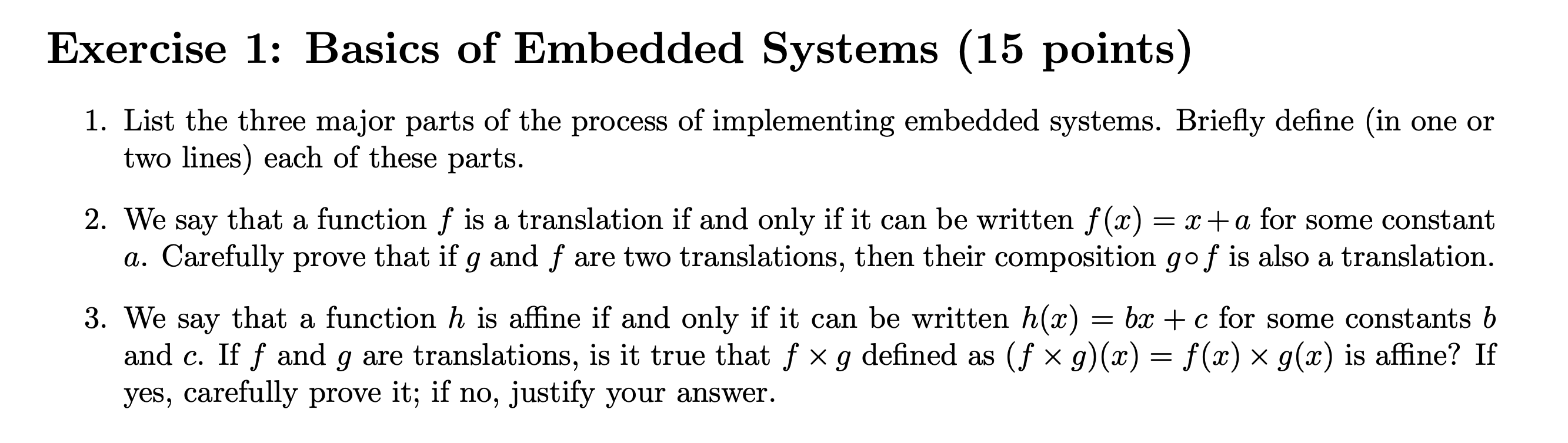 Exercise 1: Basics Of Embedded Systems (15 Points) 1. | Chegg.com