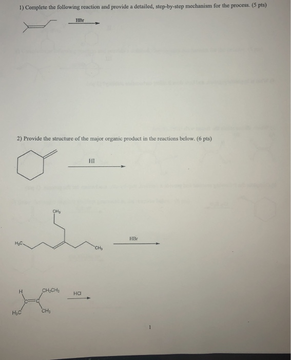 Solved 1) Complete the following reaction and provide a | Chegg.com