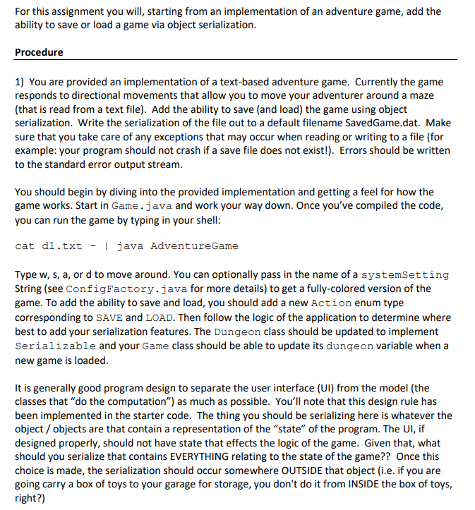 Solved import java.util.*; * AdventureGame main program: * | Chegg.com