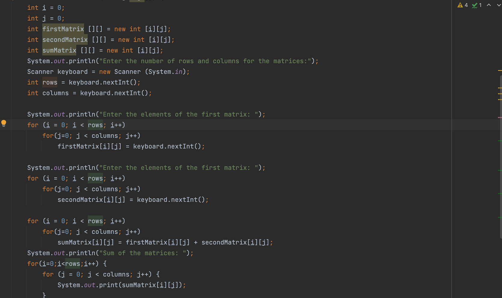 Solved PLEASE HELP MATRIX ADDITION IN JAVA! I keep getting | Chegg.com