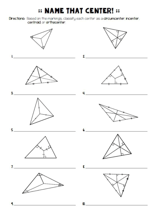 Centroid Circumcenter Incenter Orthocenter