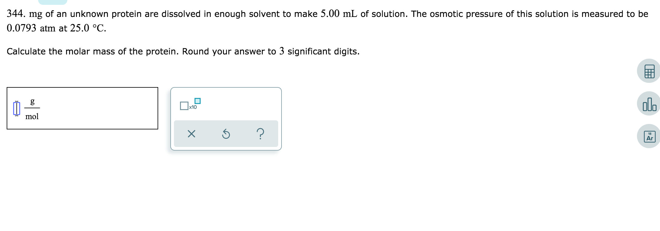 Solved Calculate the molar mass of the protein using the | Chegg.com