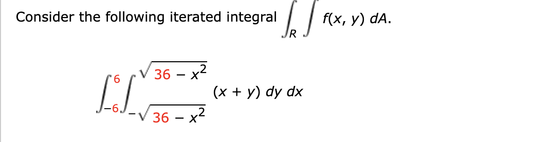 Solved Consider The Following Iterated Integral