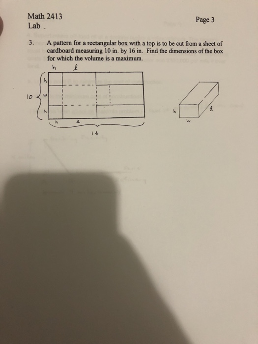 Solved Math 2413 Lab Page 3 3. A pattern for a rectangular | Chegg.com