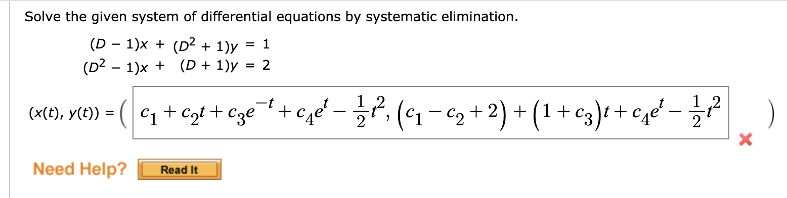 Solved Solve the given system of differential equations by | Chegg.com