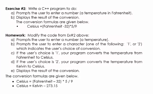 Solved Exercise #2: Write a C++ program to do: a) Prompts | Chegg.com
