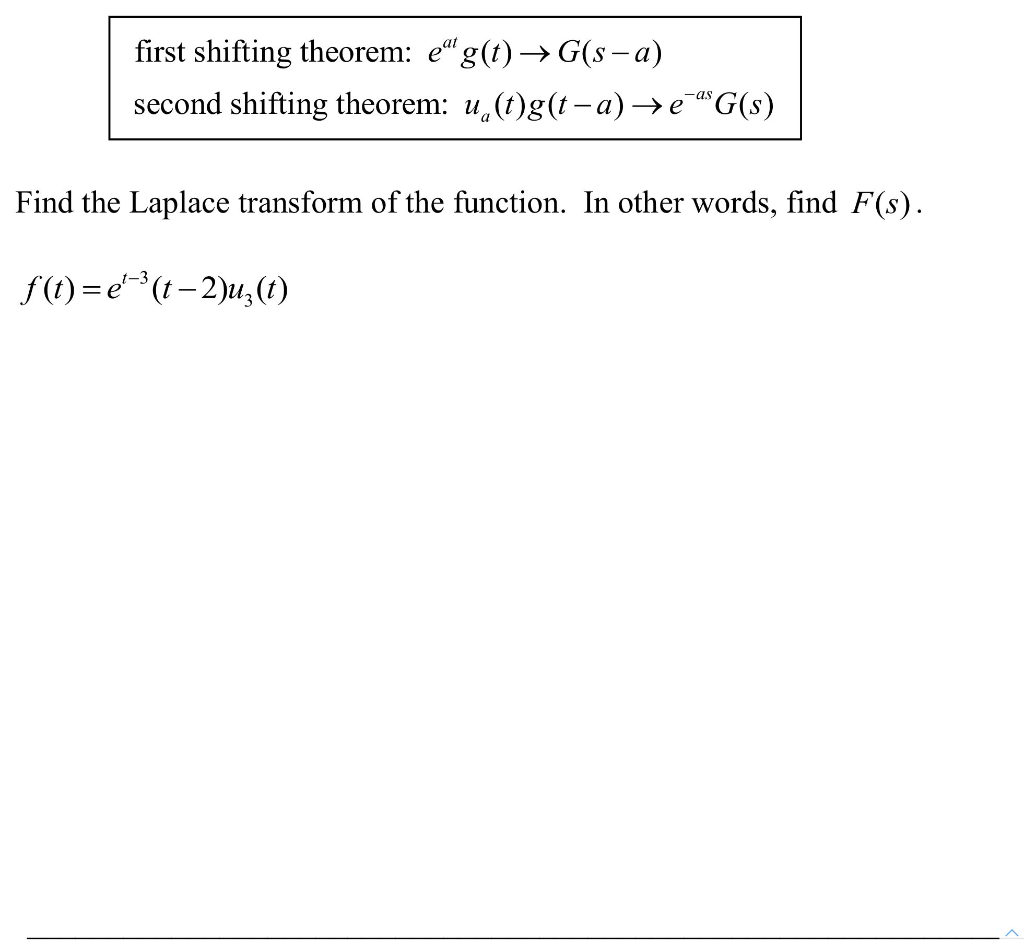Solved First Shifting Theorem E G T G S A Second Chegg Solved First Shifting Theorem E G T G S A Second Chegg