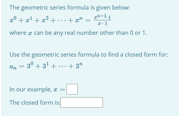 Solved Here is the formula that gives a closed form Chegg