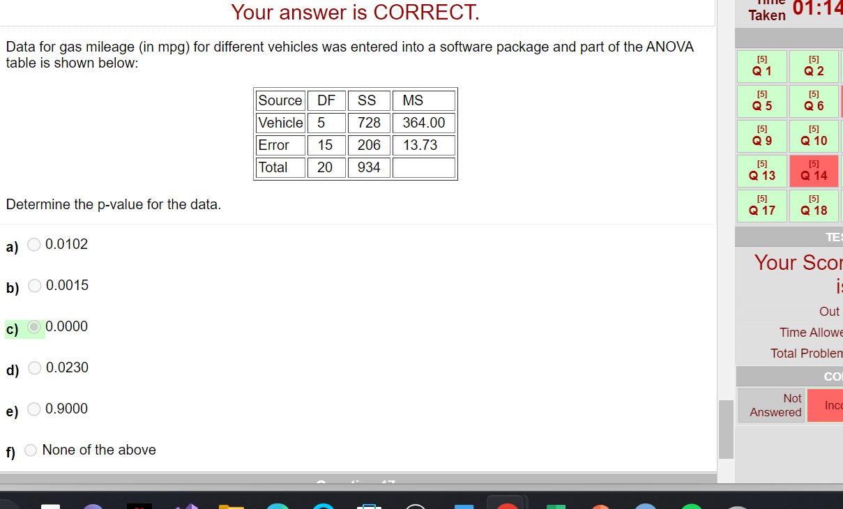 Solved Your answer is CORRECT. Data for gas mileage (in mpg) | Chegg.com