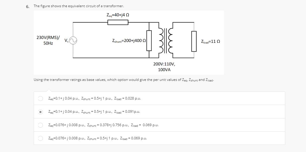 Solved 6 The Figure Shows The Equivalent Circuit Of A Tr Chegg Com