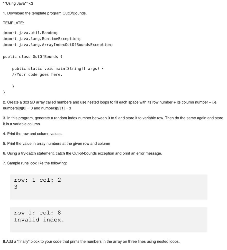 Solved 1. Download the template program OutOfBounds. Chegg