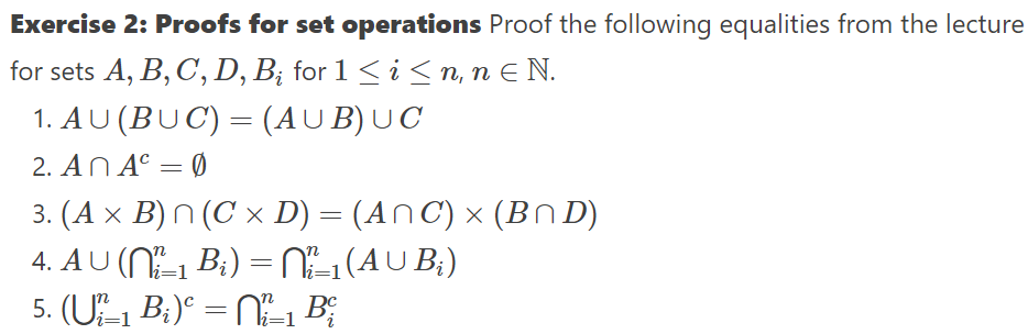 Solved Exercise 2: Proofs for set operations Proof the | Chegg.com