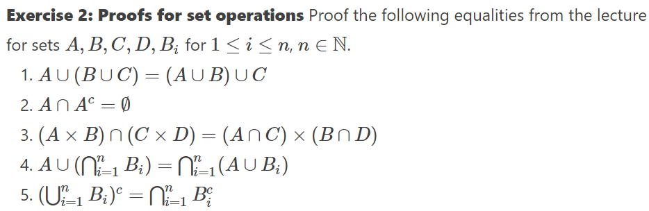 Solved Exercise 2: Proofs For Set Operations Proof The | Chegg.com