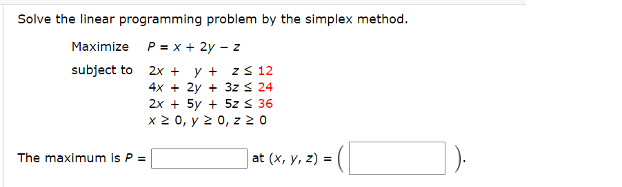 Solved Solve the linear programming problem by the simplex | Chegg.com