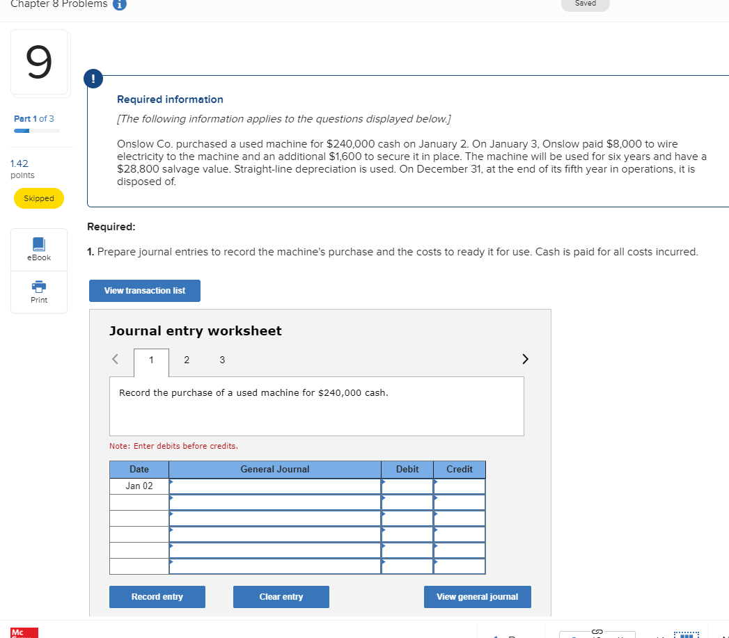 Solved Chapter 8 Problems i Saved Required information [The | Chegg.com