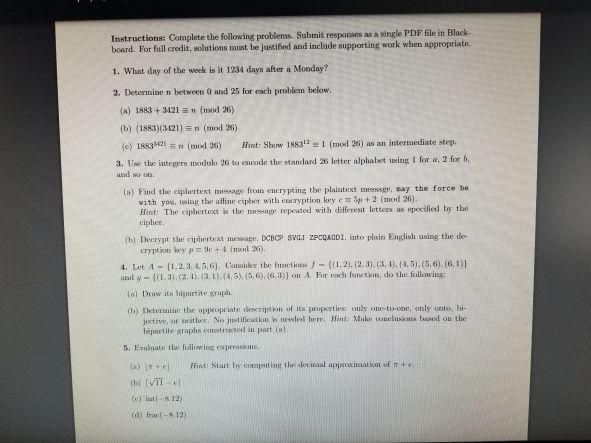 Solved Instructions: Complete the following problems. Submit | Chegg.com