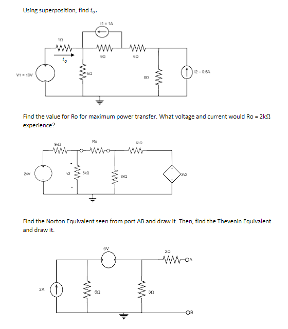 Solved Using superposition, find i0. Find the value for Ro | Chegg.com