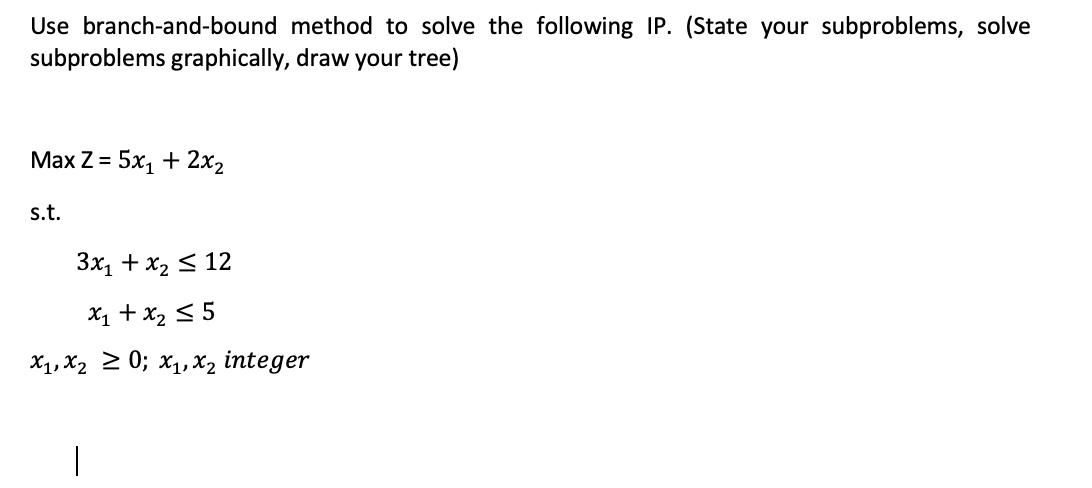 Solved Use branch-and-bound method to solve the following | Chegg.com