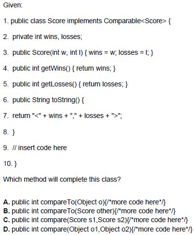 Solved Given 1. public class Score implements Comparable 2. | Chegg.com