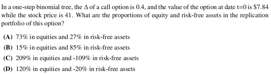 In a one-step binomial tree, the A of a call option | Chegg.com